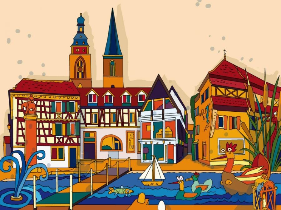 Künstlerische Darstellung von Wasser in die Stadt von Gerhard Hofmann Neustadt